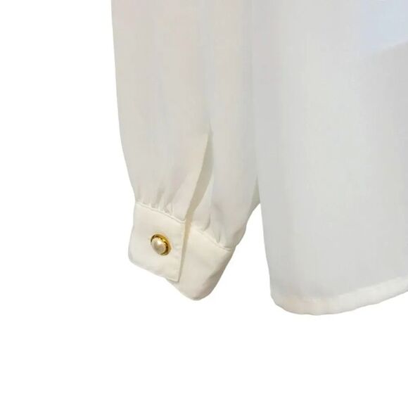 NEW Vintage Christie & Jill Petites Embroidered Gold Pearl Button Down Blouse - Picture 6 of 9